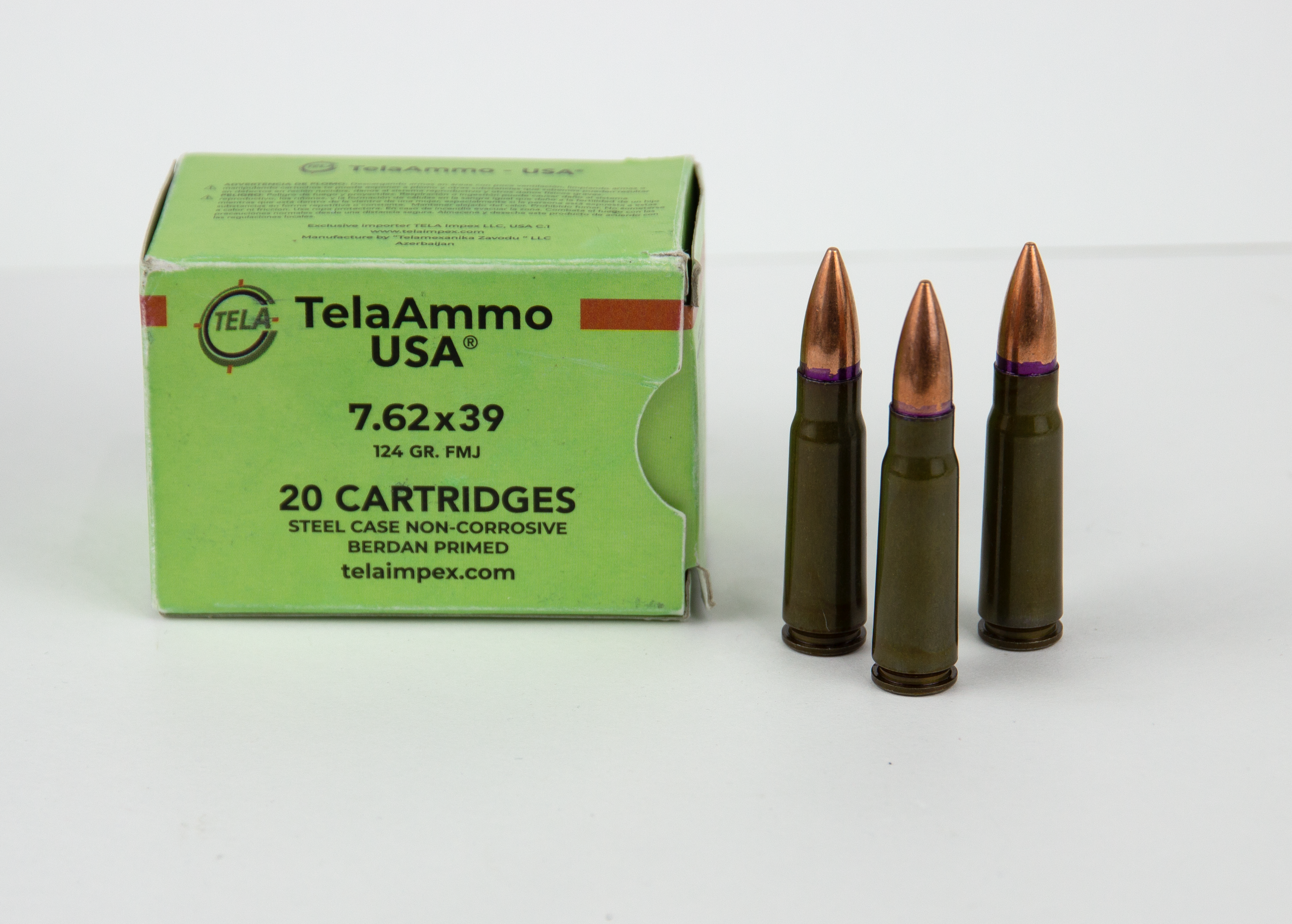 TelaAmmo USA 7.62×39mm FULL METAL JACKET, STEEL CASE, NON CORROSIVE, Rifle  Cartridges, Products